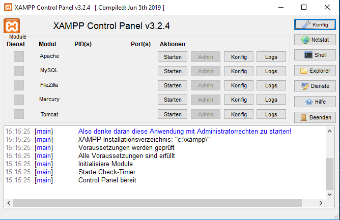 XAMPP Controlpanel